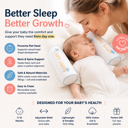 Milonia™ Baby Pillow - Flat Head Prevention & Neck Support for Newborns