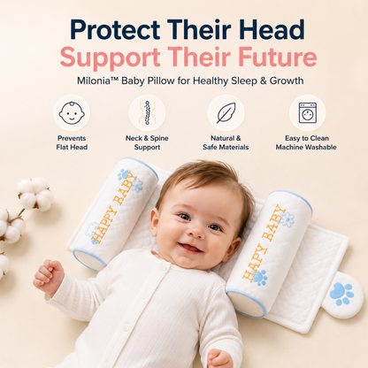 Milonia™ Baby Pillow - Flat Head Prevention & Neck Support for Newborns